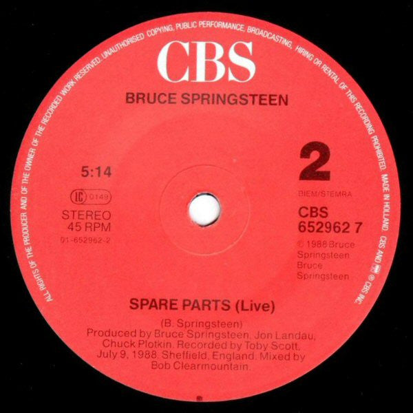 Bruce Springsteen : Spare Parts (7", Single, Sma)