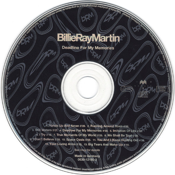 Billie Ray Martin : Deadline For My Memories (CD, Album)