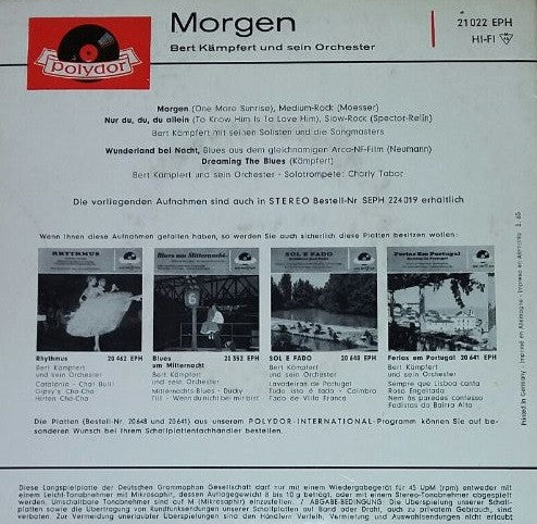 Bert Kaempfert & His Orchestra : Morgen (7", EP, Mono)