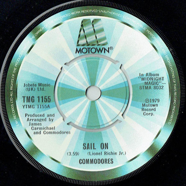 Commodores : Sail On (7", Single, Com)