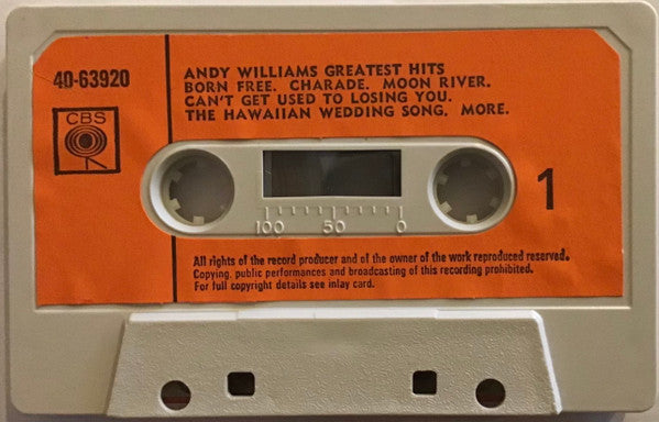 Andy Williams : Andy Williams' Greatest Hits  (Cass, Comp)