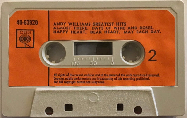 Andy Williams : Andy Williams' Greatest Hits  (Cass, Comp)