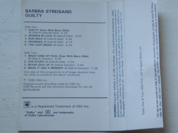 Barbra Streisand : Guilty (Cass, Album)
