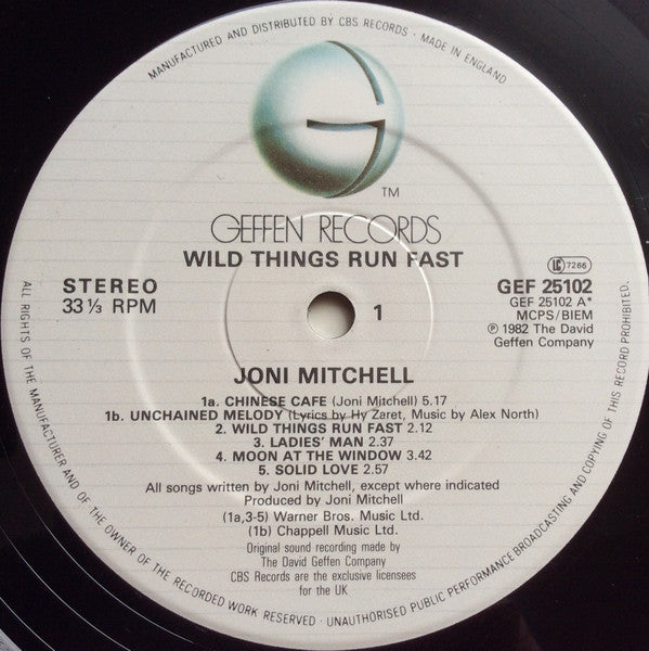 Joni Mitchell : Wild Things Run Fast (LP, Album, Gat)