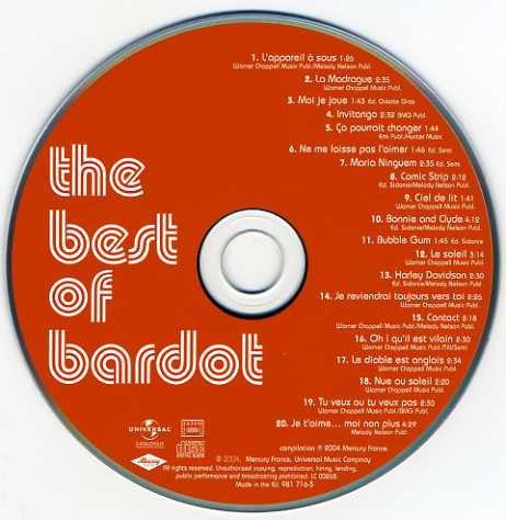 Brigitte Bardot : The Best Of Bardot (CD, Comp, RP)