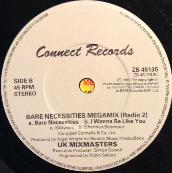 The UK Mixmasters : Bare Necessities Megamix (7", Single, Pap)