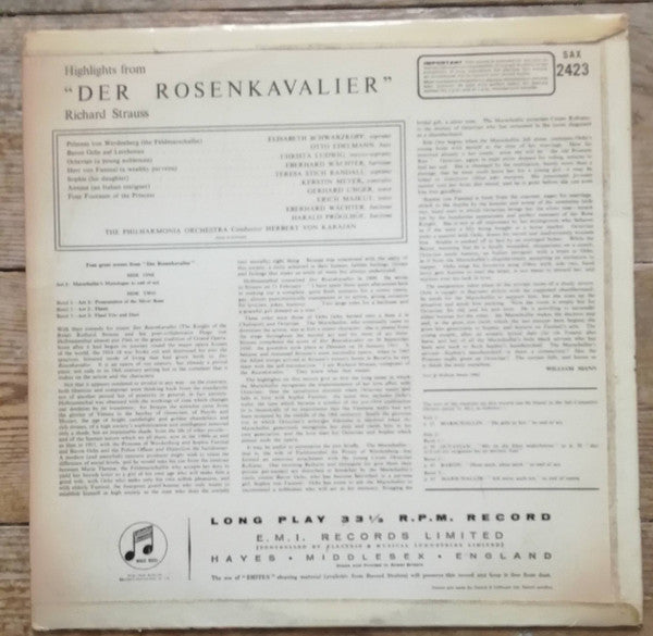 Richard Strauss : Der Rosenkavalier Highlights (LP, Album)