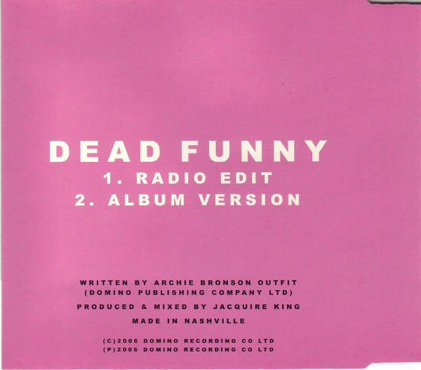 Archie Bronson Outfit : Dead Funny (CD, Single, Promo)