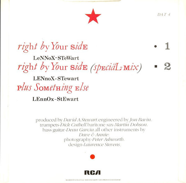 Eurythmics : Right By Your Side (12", Single, EMI)