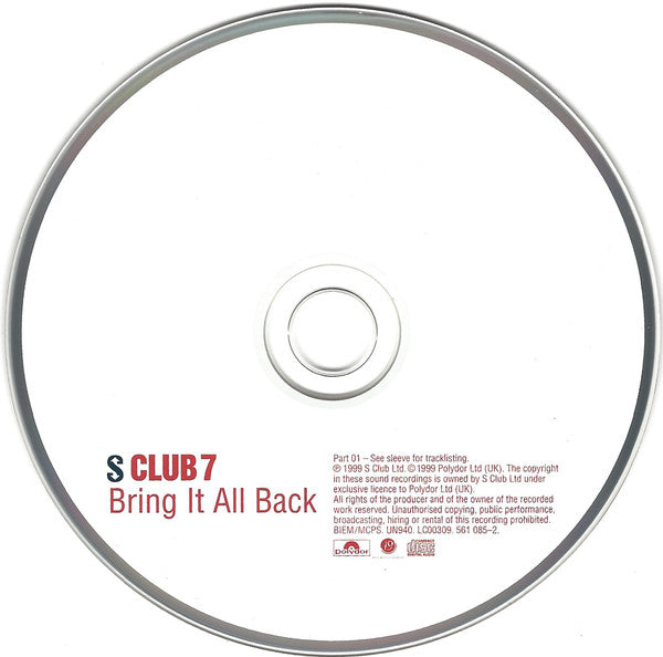 S Club 7 : Bring It All Back (CD, Single, Enh, CD1)
