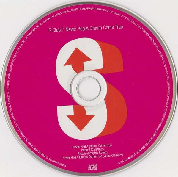 S Club 7 : Never Had A Dream Come True (CD, Single, Enh, Uni)