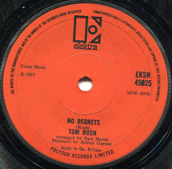 Tom Rush : No Regrets (7", Single, Sol)