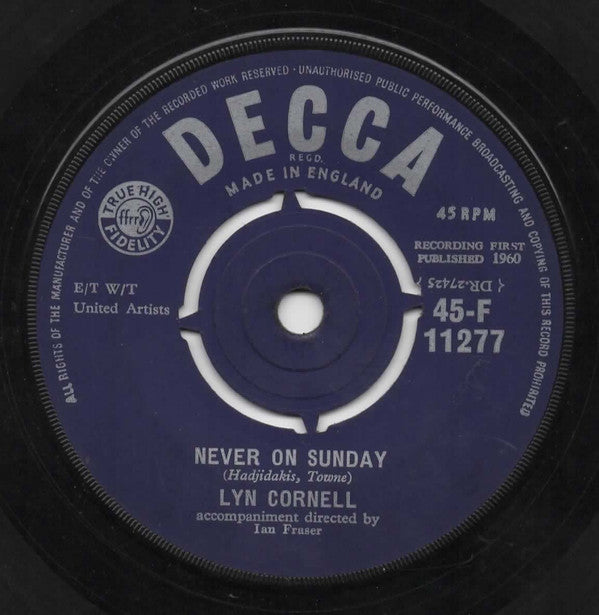 Lynn Cornell : Never On Sunday (7", Single, 4 P)