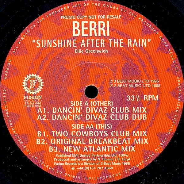 BERRi : Sunshine After The Rain (12", Promo)