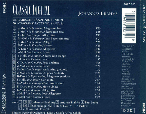 Johannes Brahms : Ungarische Tänze Nr.1-Nr.21 (CD, Album)