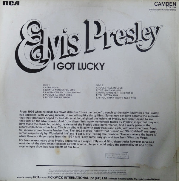 Elvis Presley : I Got Lucky (LP, Comp, Tur)