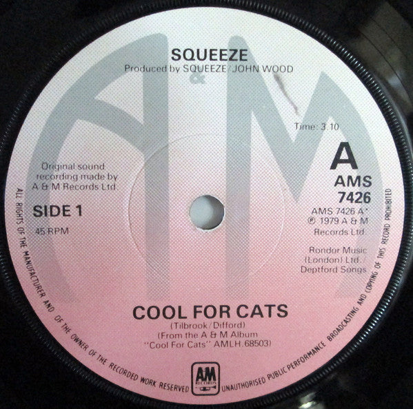 Squeeze (2) : Cool For Cats (7", Single, Sol)