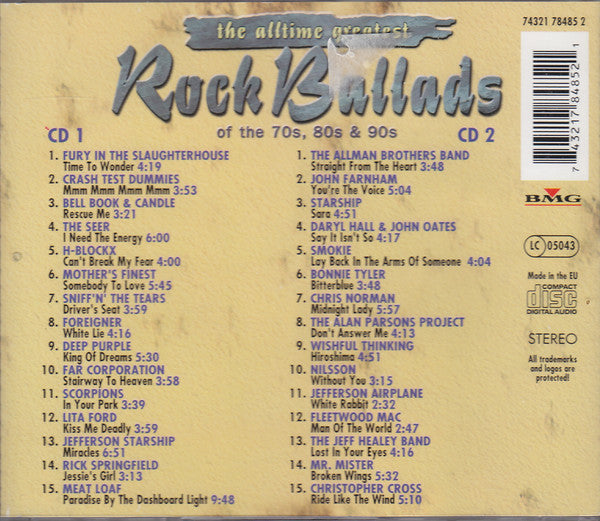 Various : The Alltime Greatest Rock Ballads of the 70s 80s & 90s (2xCD, Comp)