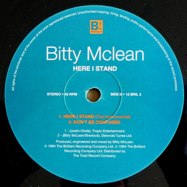 Bitty Mclean : Here I Stand (12")