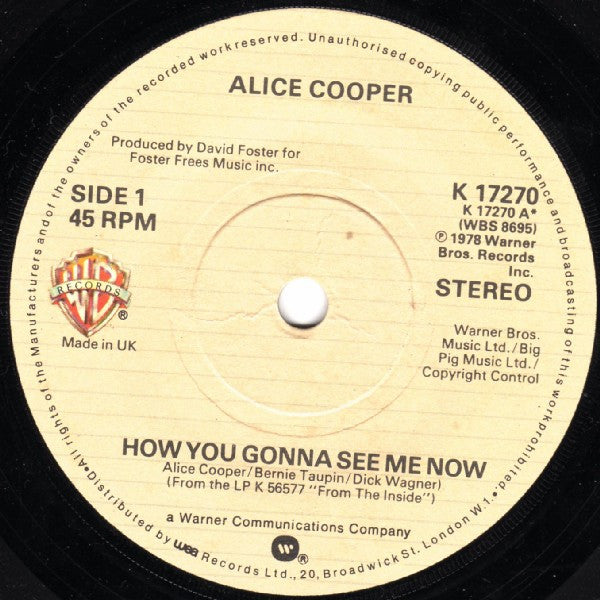 Alice Cooper (2) : How You Gonna See Me Now (7", Single)