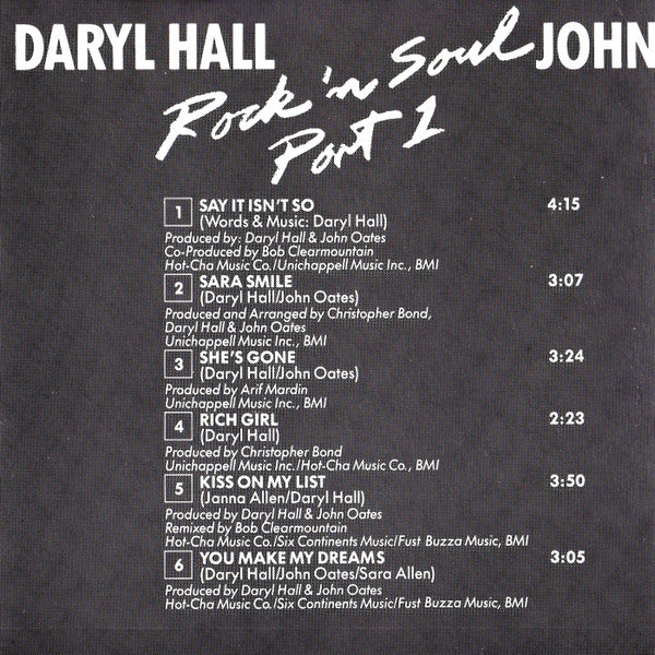 Daryl Hall, John Oates* : Greatest Hits - Rock 'N Soul Part 1 (CD, Comp, RE)