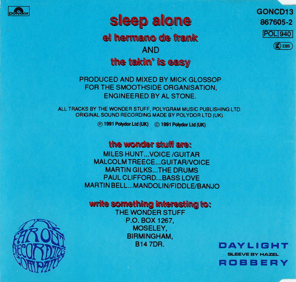 The Wonder Stuff : Sleep Alone (CD, Single)