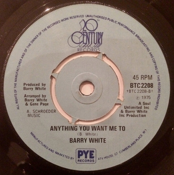 Barry White : For You I'll Do Anything You Want Me To (7", Single)