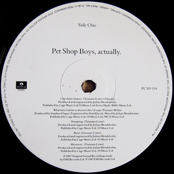 Pet Shop Boys : Actually (LP, Album)