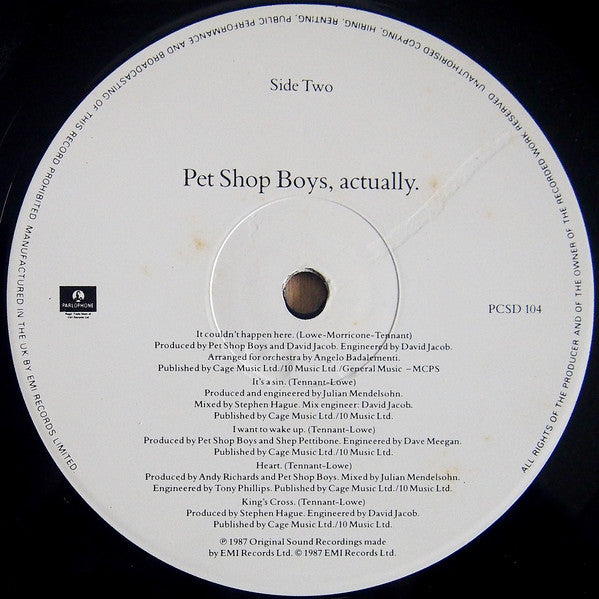 Pet Shop Boys : Actually (LP, Album)