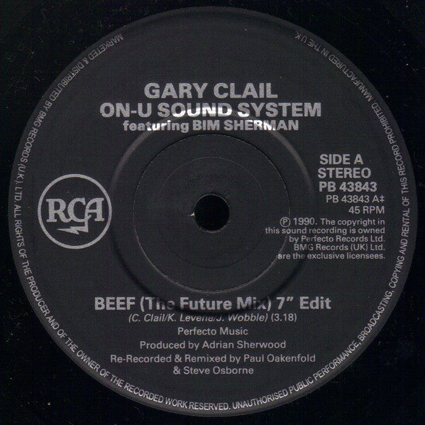 Gary Clail On-U Sound System* Featuring Bim Sherman : Beef (7", Single, Sol)