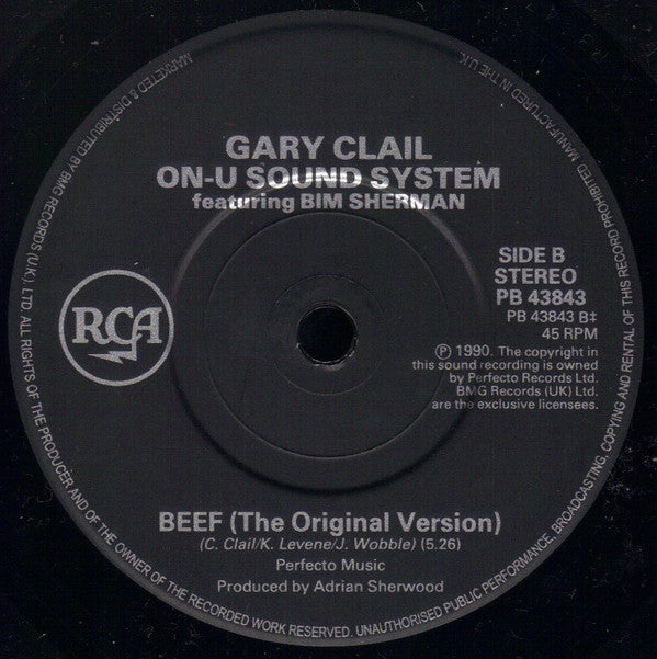 Gary Clail On-U Sound System* Featuring Bim Sherman : Beef (7", Single, Sol)