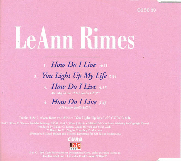 LeAnn Rimes : How Do I Live (CD, Single)