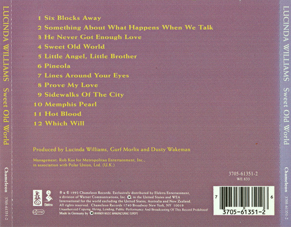 Lucinda Williams : Sweet Old World (CD, Album)