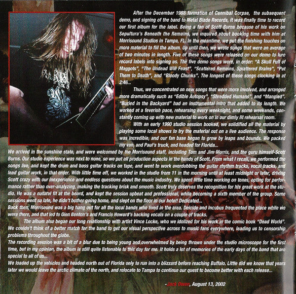 Cannibal Corpse : Eaten Back To Life (CD, Album, Enh, RE, RM)