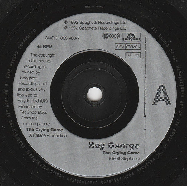 Boy George : The Crying Game (7", Single, Sol)