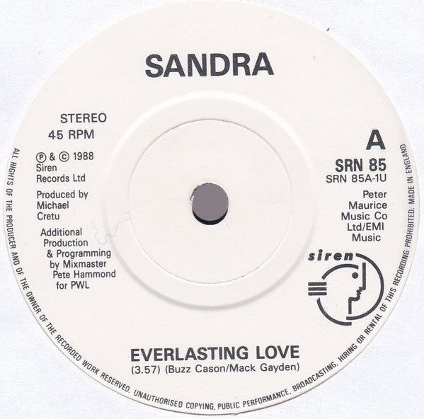 Sandra : Everlasting Love (7", Single, Pap)