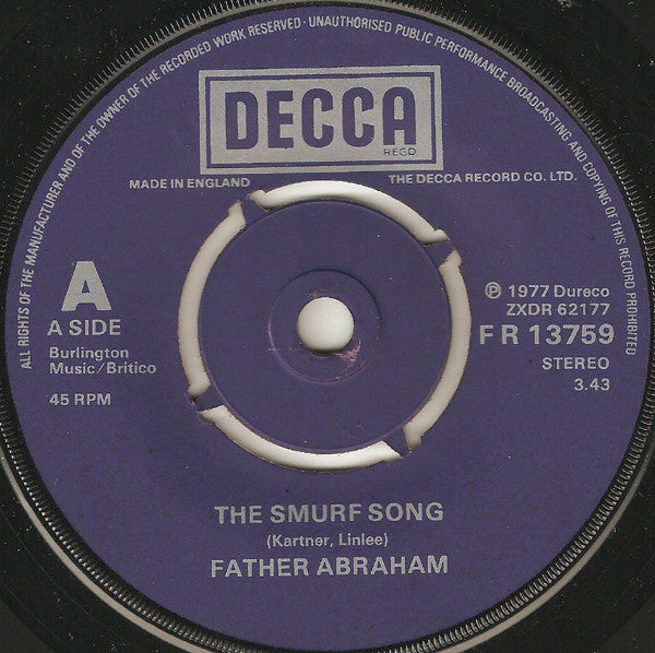 Father Abraham* : The Smurf Song (7", Single)