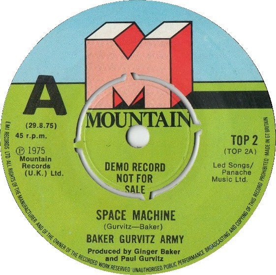 Baker Gurvitz Army : Space Machine (7", Single, Promo)