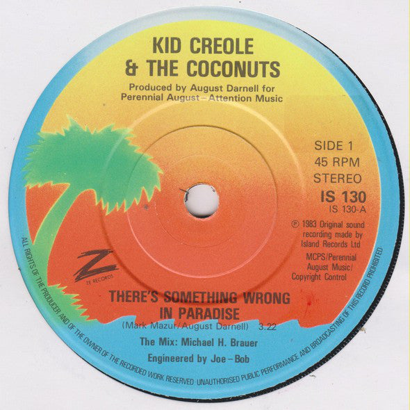 Kid Creole And The Coconuts : There's Something Wrong In Paradise (7")