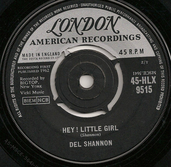 Del Shannon : Hey! Little Girl (7", Single)