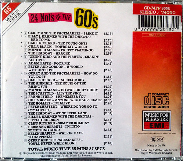 Various : 24 No 1's Of The 60's (CD, Comp, Mono)