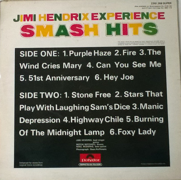 The Jimi Hendrix Experience : Smash Hits (LP, Comp, Mono, RE)