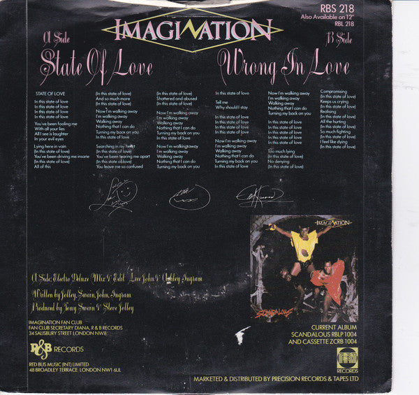 Imagination : State Of Love (7")