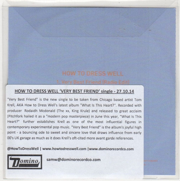 How To Dress Well : Very Best Friend (CDr, Single, Promo)