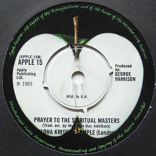 The Radha Krsna Temple : Hare Krishna Mantra (7", Single, Pus)