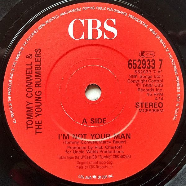 Tommy Conwell And The Young Rumblers : I'm Not Your Man (7", Single)