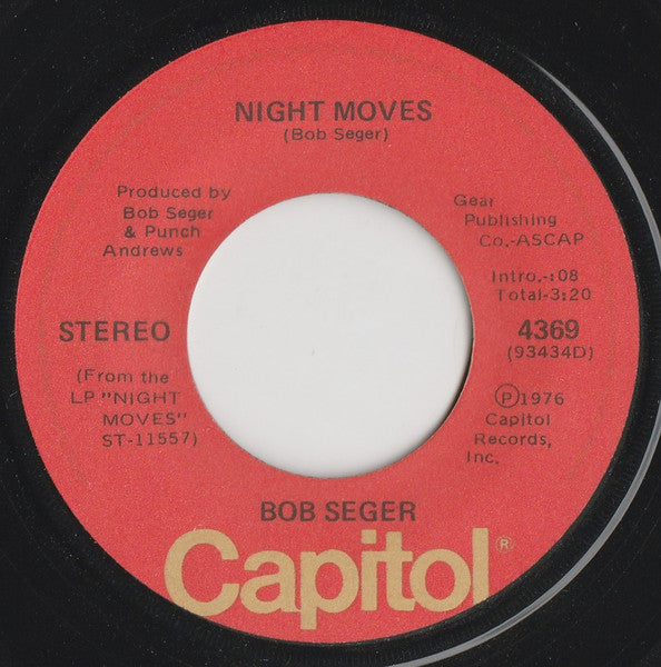 Bob Seger : Night Moves (7", Single)