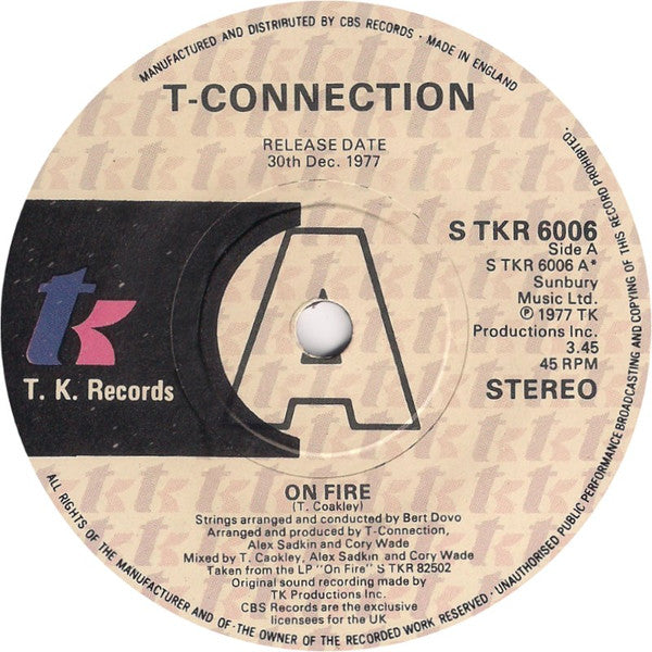 T-Connection : On Fire (7", Single, Promo)