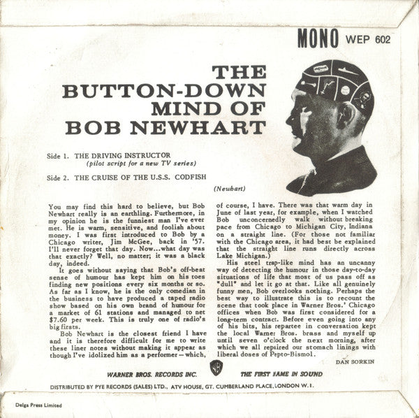 Bob Newhart : The Button-Down Mind Of Bob Newhart (7", EP, Mono, RE)