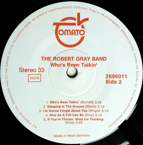 The Robert Cray Band : Who's Been Talkin' (LP, Album, RE)